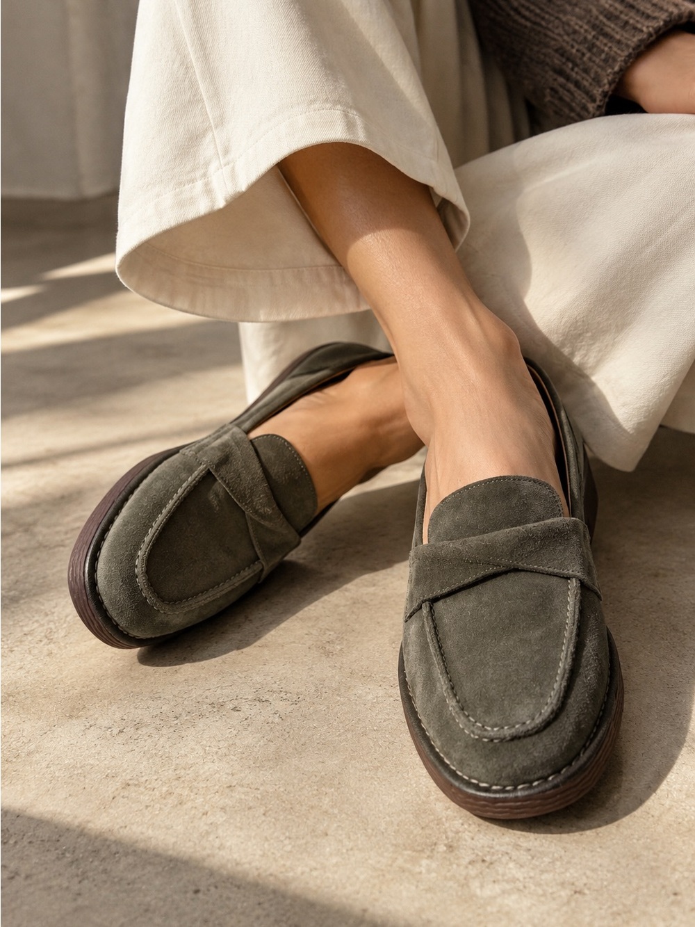 NWOB Brioso Clarence Suede Leather Loafers Loden Made in Brazil MSRP $130